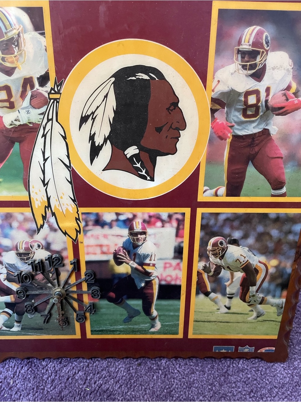 Redskins Vintage Logo Wall Clock - Burgundy and Gold
